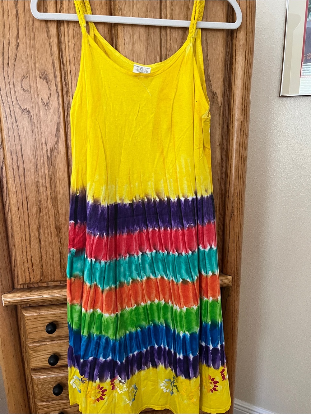 Melaque Yellow Tie-Dye Rainbow Midi Sun Dress - Picture 2 of 8